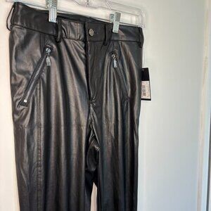 GUESS NEW Faux Leather Skinny Pants Womens 6 Black Zipper Pockets
